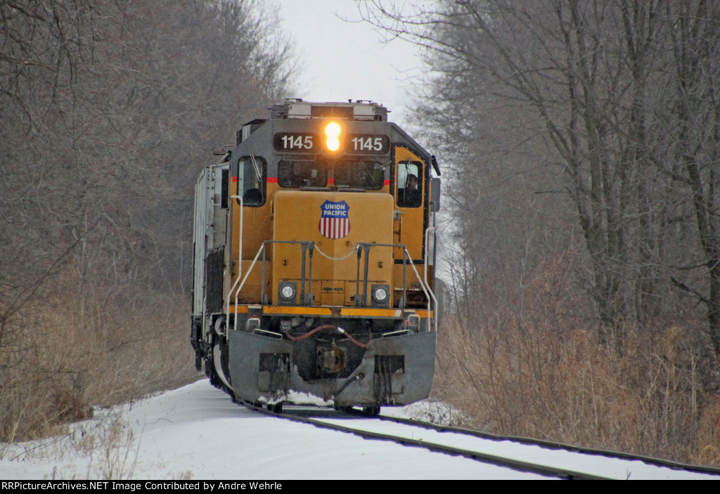 UP 1145 brings up the rear of the train from South Beloit